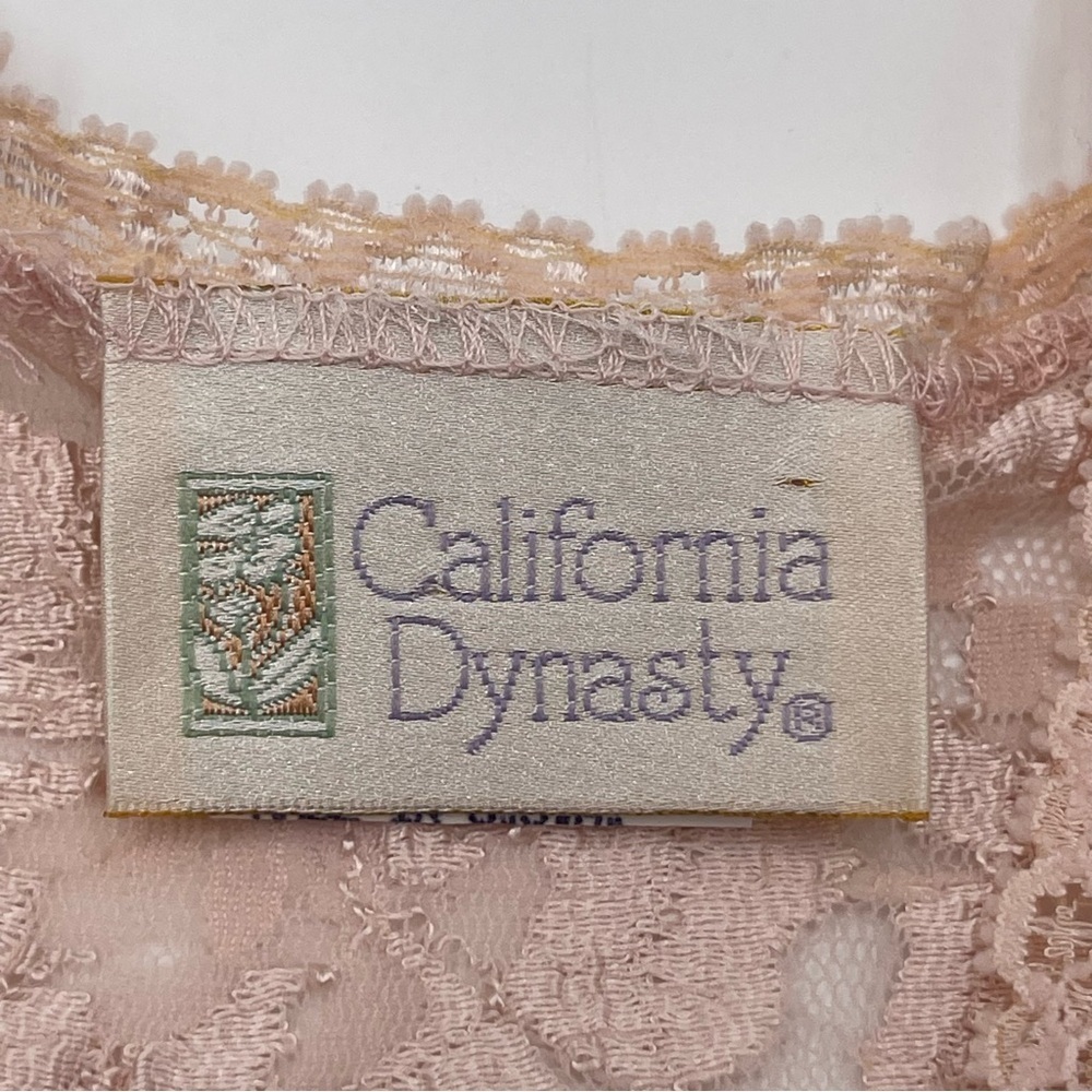 Vtg California Dynasty Pink Babydoll Cami Tank Top Womens Med Lace Floral 90s - Picture 7 of 12